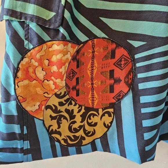 DESIGUAL Women’s Sleeveless Sheath Artsy Graphic Green Striped Mini Dress Sz 46. - Picture 8 of 15